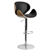 Adjustable Height Barstool - Curved Black Seat and Back - FLSH-SD-2203-BEECH-GG