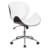 Mid Back Conference Chair - White Leather, Mahogany, Swivel - FLSH-SD-SDM-2240-5-MAH-WH-GG