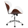 Mid Back Conference Chair - White Leather, Walnut, Swivel - FLSH-SD-SDM-2240-5-WH-GG