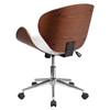 Mid Back Conference Chair - White Leather, Walnut, Swivel - FLSH-SD-SDM-2240-5-WH-GG