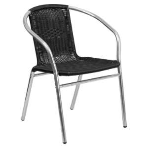 Stack Chair - Aluminum, Black Rattan 