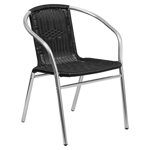 Stack Chair - Aluminum, Black Rattan 