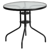 31.5" Round Bistro Table - Black, Tempered Glass Top