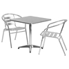 3 Pieces 27.5" Square Dining Set - Aluminum, Slat Chairs - FLSH-TLH-ALUM-28SQ-017BCHR2-GG
