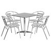 5 Pieces 27.5" Square Dining Set - Aluminum, Slat Chairs - FLSH-TLH-ALUM-28SQ-017BCHR4-GG