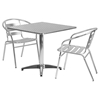 3 Pieces 31.5" Square Dining Set - Aluminum, Slat Chairs - FLSH-TLH-ALUM-32SQ-017BCHR2-GG