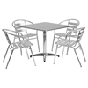 5 Pieces 31.5" Square Dining Set - Aluminum, Slat Chairs - FLSH-TLH-ALUM-32SQ-017BCHR4-GG