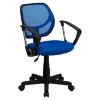 Swivel Task Chair - Low Back, Arms, Blue - FLSH-WA-3074-BL-A-GG