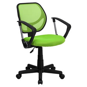 Swivel Task Chair - Low Back, Arms, Green 