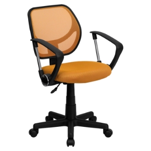Swivel Task Chair - Low Back, Arms, Orange 