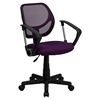 Swivel Task Chair - Low Back, Arms, Purple - FLSH-WA-3074-PUR-A-GG