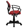 Swivel Task Chair - Low Back, Arms, Red - FLSH-WA-3074-RD-A-GG