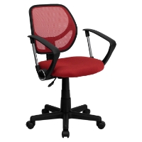 Swivel Task Chair - Low Back, Arms, Red