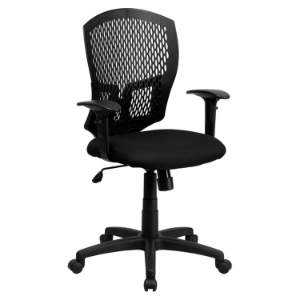Mid Back Designer Back Swivel Task Chai - Height Adjustable Arms, Black 