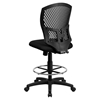 Mid Back Designer Back Drafting Chair - Padded Seat, Black - FLSH-WL-3958SYG-BK-D-GG