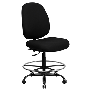 Hercules Series Big and Tall Drafting Chair - Extra Wide Seat, Black Fabric 