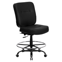 Hercules Series Big and Tall Drafting Chair - Black, Leather