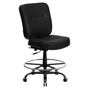 Hercules Series Big and Tall Drafting Chair - Black, Leather 