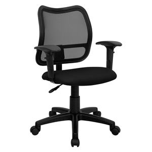 Mid Back Mesh Task Chair - Swivel, Black, Height Adjustable Arms 