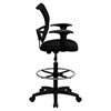Mid Back Mesh Drafting Chair - Swivel, Black, Height Adjustable Arms - FLSH-WL-A277-BK-AD-GG
