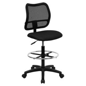 Mid Back Mesh Drafting Chair - Swivel, Black 