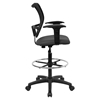 Mid Back Mesh Drafting Chair - Swivel, Gray, Height Adjustable Arms - FLSH-WL-A277-GY-AD-GG