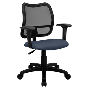 Mid Back Mesh Task Chair - Swivel, Navy, Height Adjustable Arms 