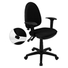 Mid Back Task Chair - Multi Functional, Height Adjustable Arms, Black - FLSH-WL-A654MG-BK-A-GG