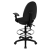Mid Back Drafting Chair - Multi Functional, Height Adjustable Arms, Black - FLSH-WL-A654MG-BK-AD-GG