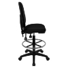 Mid Back Drafting Chair - Multi Functional, Black - FLSH-WL-A654MG-BK-D-GG