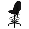 Mid Back Drafting Chair - Multi Functional, Black - FLSH-WL-A654MG-BK-D-GG