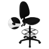Mid Back Drafting Chair - Multi Functional, Black - FLSH-WL-A654MG-BK-D-GG