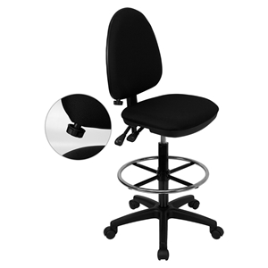 Mid Back Drafting Chair - Multi Functional, Black 