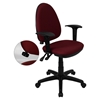 Mid Back Task Chair - Multi Functional, Height Adjustable Arms, Burgundy - FLSH-WL-A654MG-BY-A-GG
