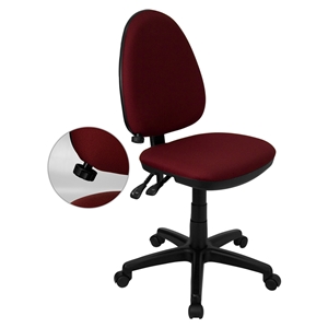 Mid Back Task Chair - Multi Functional, Adjustable Lumbar Support, Burgundy 