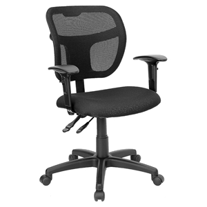 Mid Back Mesh Task Chair - Swivel, Black Seat, Height Adjustable Arms 