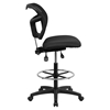 Mid Back Mesh Drafting Chair - Black Padded Seat - FLSH-WL-A7671SYG-BK-D-GG