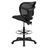 Mid Back Mesh Drafting Chair - Black Padded Seat - FLSH-WL-A7671SYG-BK-D-GG