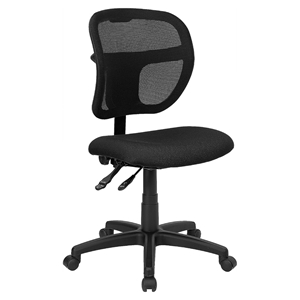 Mid Back Mesh Task Chair - Swivel, Black Padded Seat 