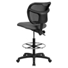 Mid Back Mesh Drafting Chair - Gray Padded Seat - FLSH-WL-A7671SYG-GY-D-GG