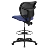 Mid Back Mesh Drafting Chair - Navy Padded Seat - FLSH-WL-A7671SYG-NVY-D-GG