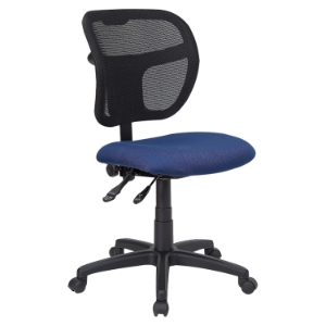 Mid Back Mesh Task Chair - Swivel, Navy Padded Seat 