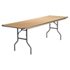 30" x 96" Rectangular Birchwood Banquet Table - Folding, Natural - FLSH-XA-3096-BIRCH-M-GG