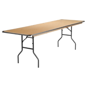 30" x 96" Rectangular Birchwood Banquet Table - Folding, Natural 