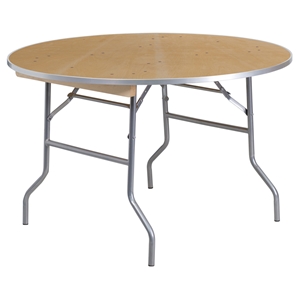 48" Round Banquet Table - Folding, Natural 
