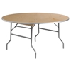 60" Round Banquet Table - Folding, Natural - FLSH-XA-60-BIRCH-M-GG