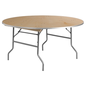 60" Round Banquet Table - Folding, Natural 