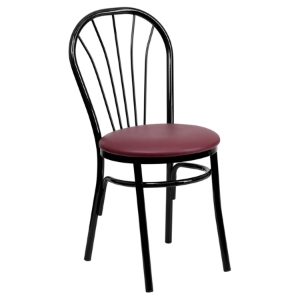 Hercules Series Fan Metal Chair - Burgundy, Black 