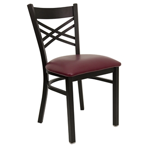 Hercules Series Side Chair - Black Frame, Burgundy Seat, X-Back 