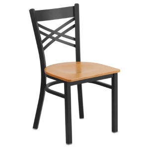 Hercules Series Side Chair - Black Frame, Natural Seat, X-Back 
